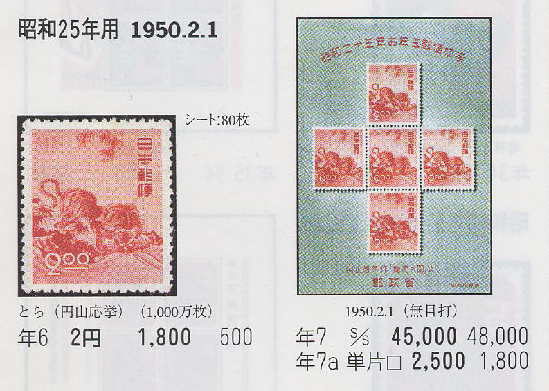 昭和25年用　とら（円山応挙）２円