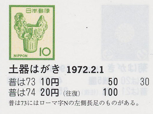 土器はがき10円・20円（往復）